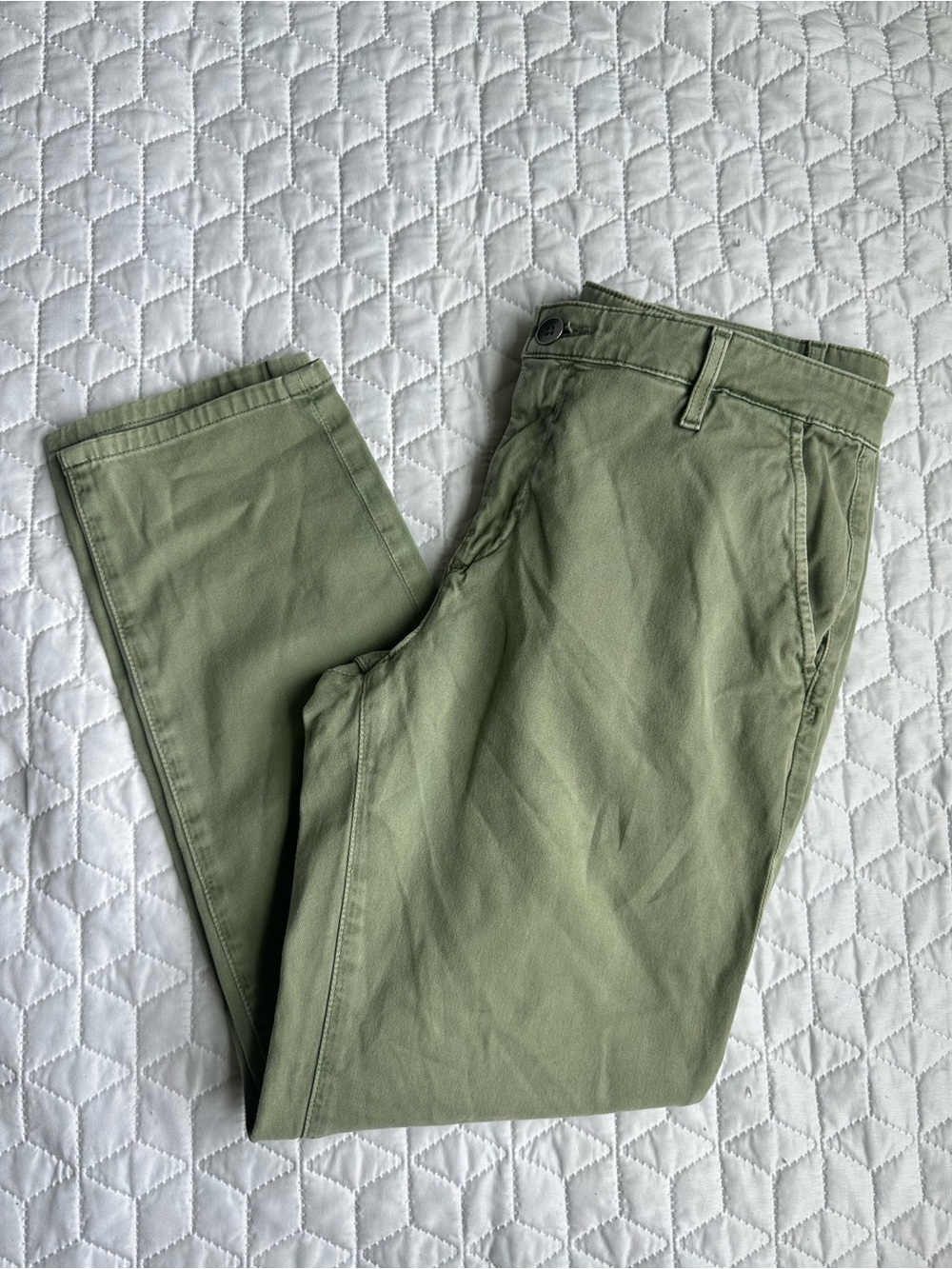 Ag Adriano Goldschmied Olive Green Slim Chinos
